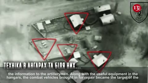 The hangar where the Russians brought military equipment and vehicles for repair was SHOT