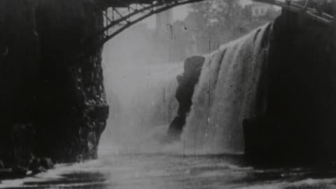 Passaic Falls, Paterson Falls (1896 Original Black & White Film)