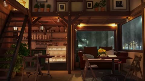 Coffee Shop Serenade: Amidst a Gentle Rain Downpour