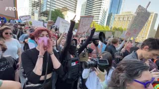 Protesters attempt to drown out and chant “F*CK YOU FASCIST”