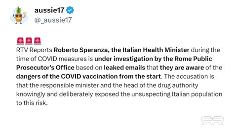 Italy's health minister is currently under investigation...