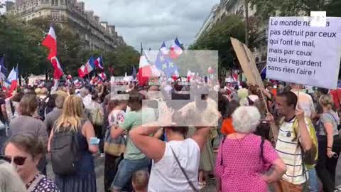 Protesta en París (Francia) contra el certificado sanitario (Pasaporte COVID 19)