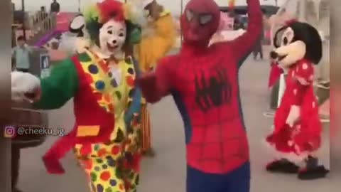 Spider man And joker funny dance party for entertainment
