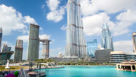 Dubai Burj Khalifa tower time lapse