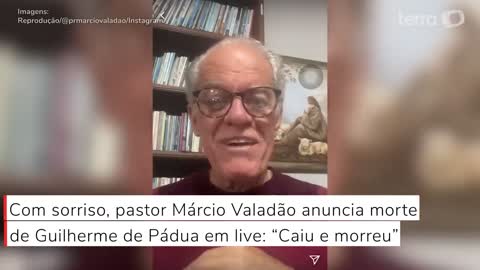 Com sorriso, pastor anuncia morte de Guilherme de Pádua em live: “Caiu e morreu”