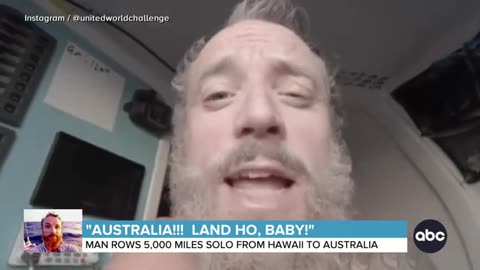 Man rows 5,000 miles solo from Hawaii to Australia