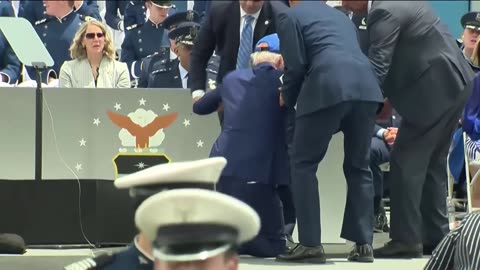 Joe Biden falls before Air Force Academy cadets, later claims 'getting sandbagged'