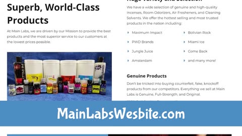 MainLabsWebsite.com - Premium Incenses, Room Odorizers, Cleaning Solvents, and More