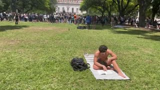 Absolute CHAD Doesn't Let HUGE Anti-Israel Protest Ruin His Day At UT Austin