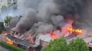 The Croix-Blanche shopping center in the Paris banlieue Destroyed