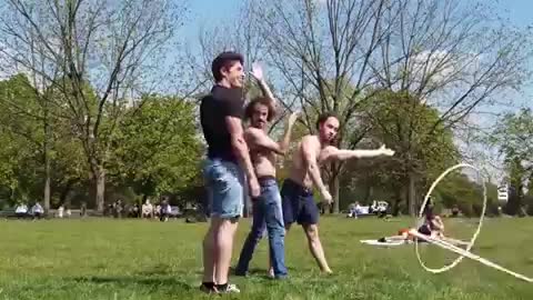 Trio Performs Amazing Trick Using Hula Hoops