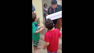 Boy Surprised With Special Gift From Officers