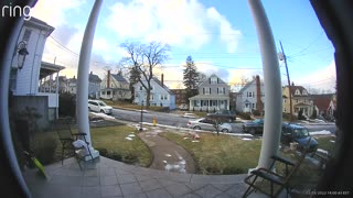 Doorbell Cam Captures Man Slipping and Falling Down Icy Steps