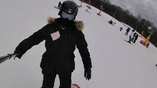 Skater tries snowboarding