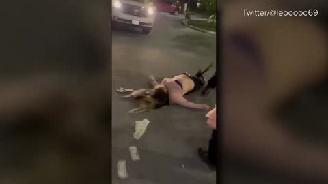 Viral video shows security guard slamming woman to the pavement in parking lot brawl