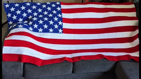 Crochet US flag blanket, the Stars