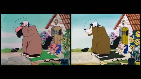 Disney Censorship - Three Little Pigs 1933 original vs 1948 reanimated scene