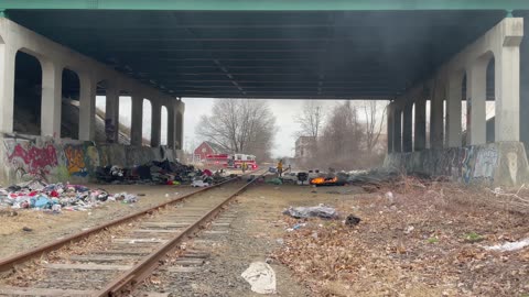 Another Homeless Camp Debris Fire Under I-393 In Concord