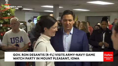 JUST IN- Desantis Visits Army-Navy Game Watch Party In Mount Pleasant, Iowa