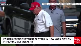 PRESIDENT TRUMP WAS GREETED WITH APPLAUSE IN NYC AS HE ARRIVED FOR MEMORIAL DAY