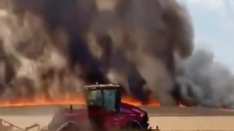 100 hectares of wheat fields in Romania set on fire.