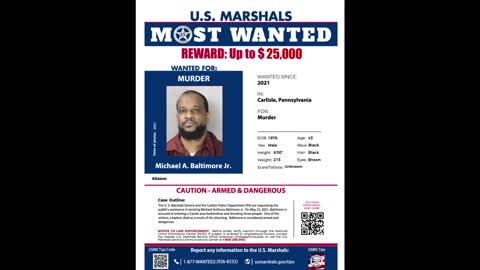 Michael A. Baltimore, Jr. Wanted For Murder Reward $25,000