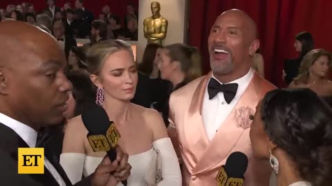 Emily Blunt CRASHES Dwayne Johnson_s Oscars Interview