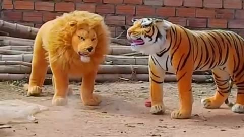 prank with dog and fake lion | tiger prank to dog | huge box prank with dog