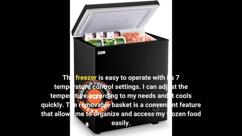 WANAI Chest Freezer Large Deep Freezers Black Top Door with Removable Basket Mini Compact Freez...