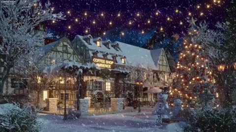 Christmas Village Lights Coffee Shop