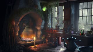 Green Witch Cottage Ambience: Relaxing Rain, fireplace, and more