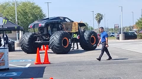 Monster jam truck at gas station