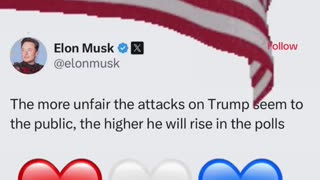 "The More Unfair the Attacks on Trump Seem to the Public~The Higher He Will Rise in the Polls" Elon Musk Weighs in on Alvin Bragg's Kangaroo Court