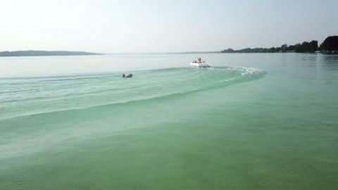 Kneeboarding on Elk Lake