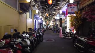 Nightlife of Hochiminh city in Vietnam. Beautiful Vietnamese women of Massage shop