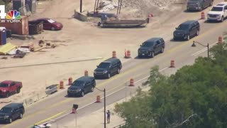 President Donald Trump's motorcade going to Florida airport where he will fly to New York ahead of his arraignment