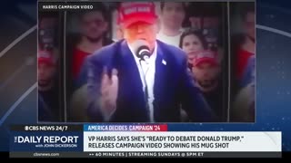 Harris campaign releases video showing Trump mug shot