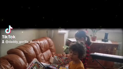 February 2017 Ayrton unwrapping birthday presents at daddy's part 8