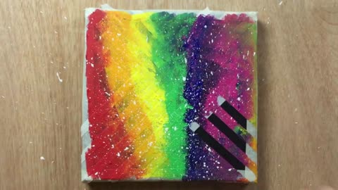 Rainbow Abstract Painting with Masking Tape / Acrylic Painting for Beginners #09 / Satisfying ASMR