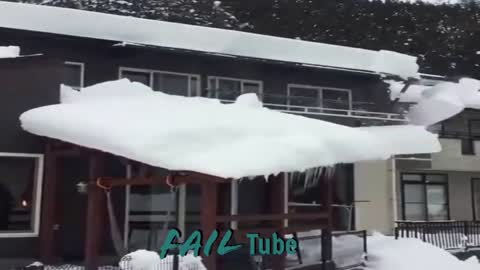 Awesome Roof Snow Removal Tools ! Amazing Snow Sliding Off The Roof