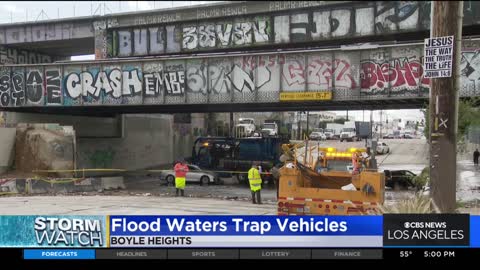 Heavy rain causes flooding on several Southland freeways