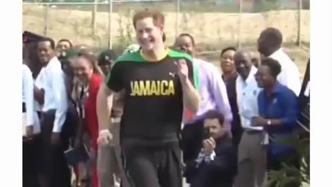 Prince Harry beats the world's runner Usain Bolt .