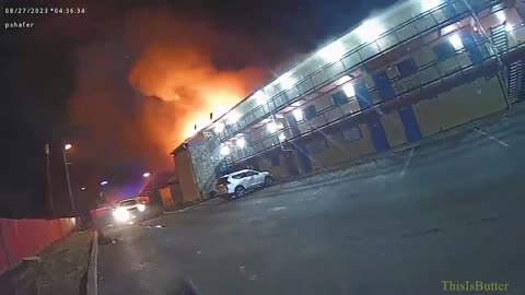 Body cam footage shows initial response to large Vandalia motel fire