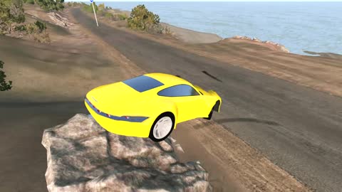 yellow lamborghini car crashes beamng drive