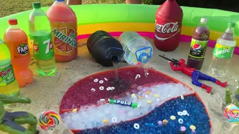 Experiment - Pepsi Logo With Orbeez In Sand Hole | Coca Cola Mentos