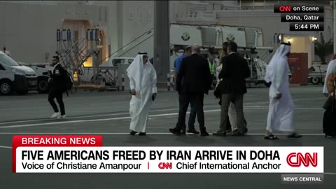 See the moment 5 Americans freed from Iran arrive in Qatar