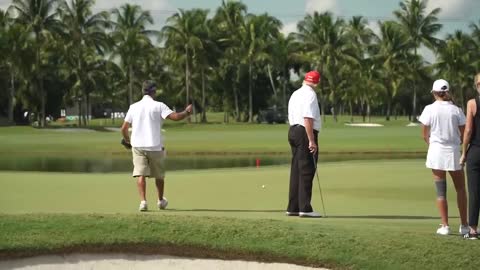 Donald Trump plays golf with Sergio Garcia 2022 LIV Golf Miami and speaks about PGA Tour Saudi Money
