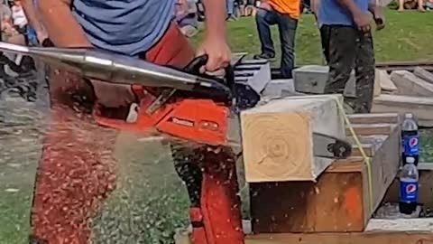 Crazy fast chainsaw incredible skills