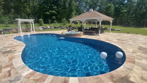 Travertine Pool Coping And Spillover Gunite Spa