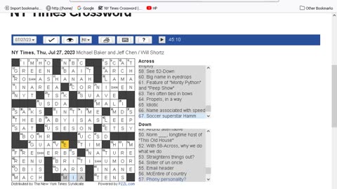 NY Times Crossword 22 Jun 23, Thursday